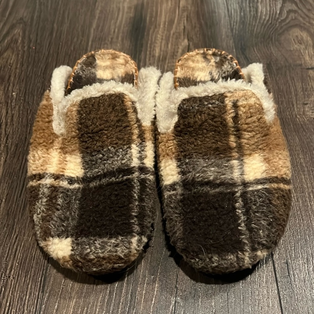 Free People Damon cozy mule slipper in plaid size 37